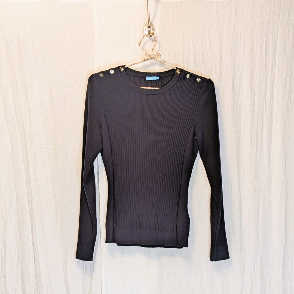 J. McLaughlin Seaspray Sweater Navy Blue Size Small